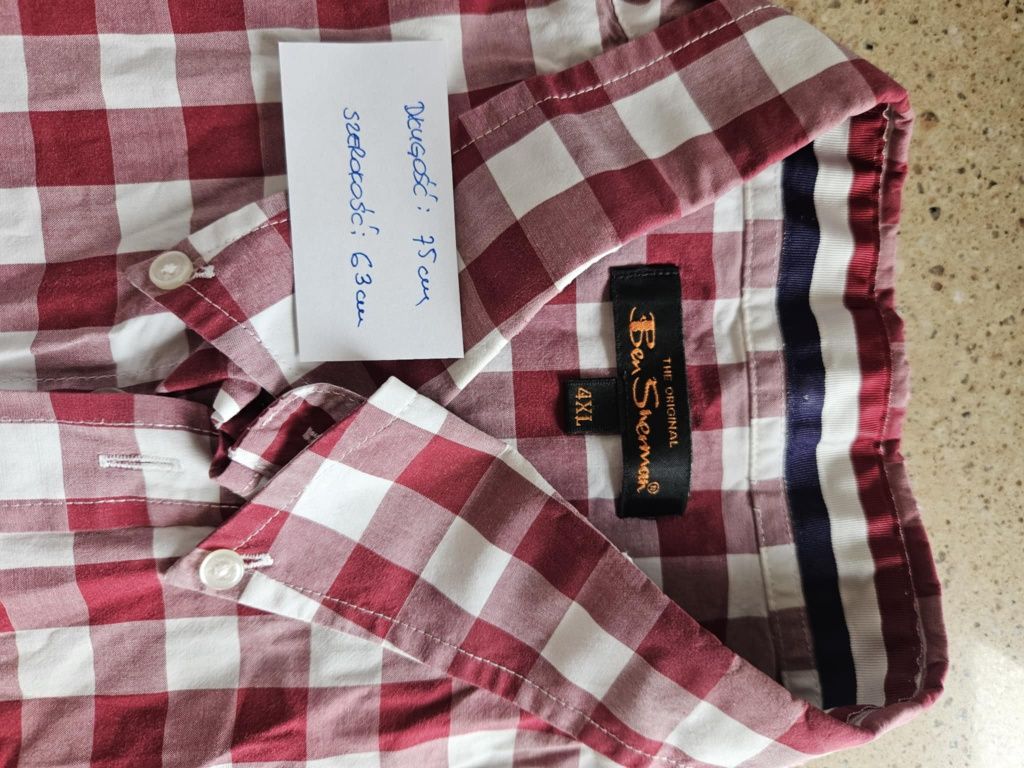 Koszula z krótkim rękawem  Ben Sherman xxl bordowa w kratę lato