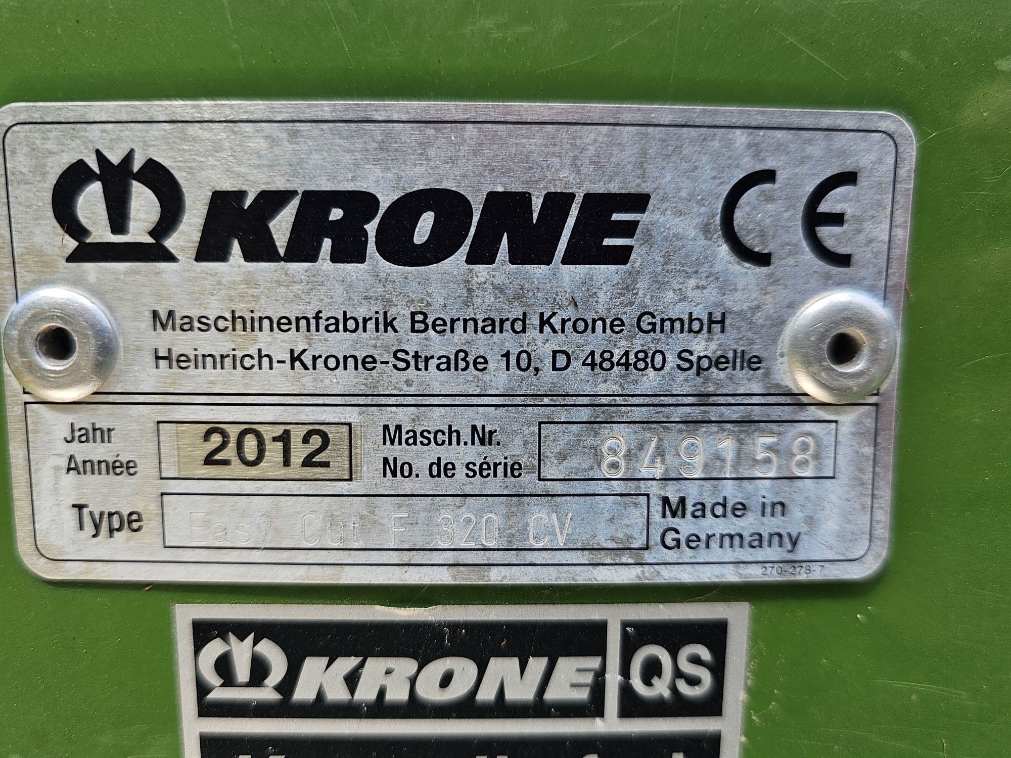 KRONE Easy Cut F 320 Kosiarka Dyskowa
