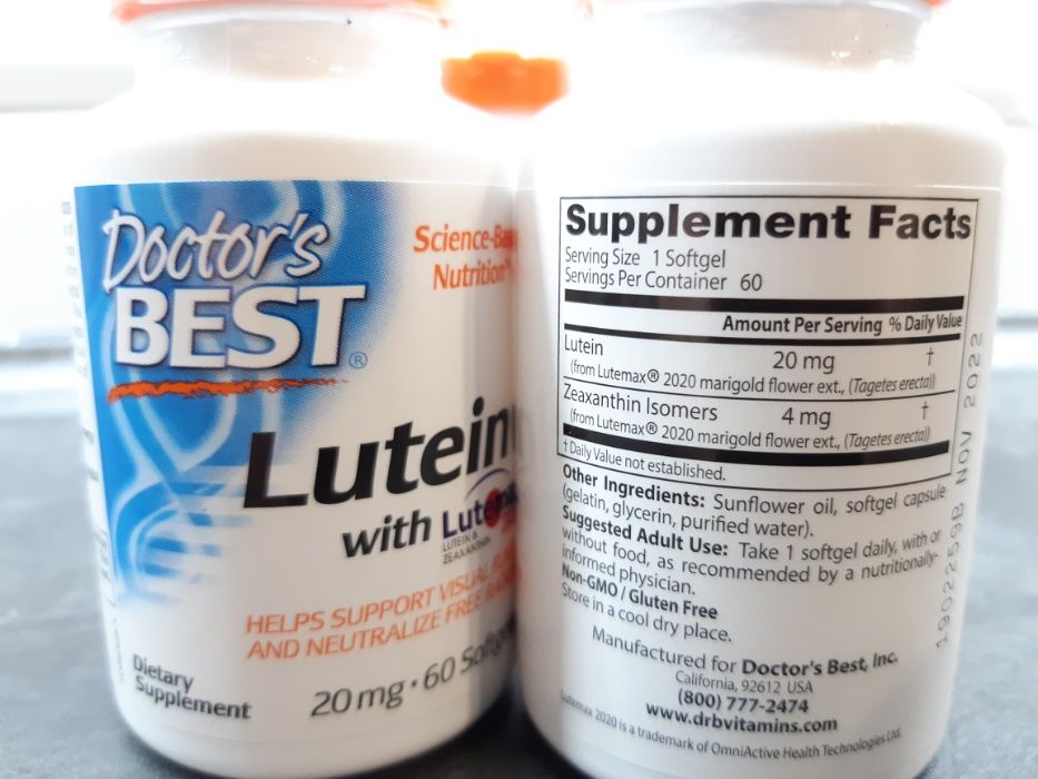 Doctors Best, Lutein+Lutemax (60 капс.), лютеин+ зеаксантин для зрения