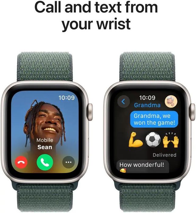 Apple Watch SE 44mm Starlight Aluminium Case with Lake Green SportLoop
