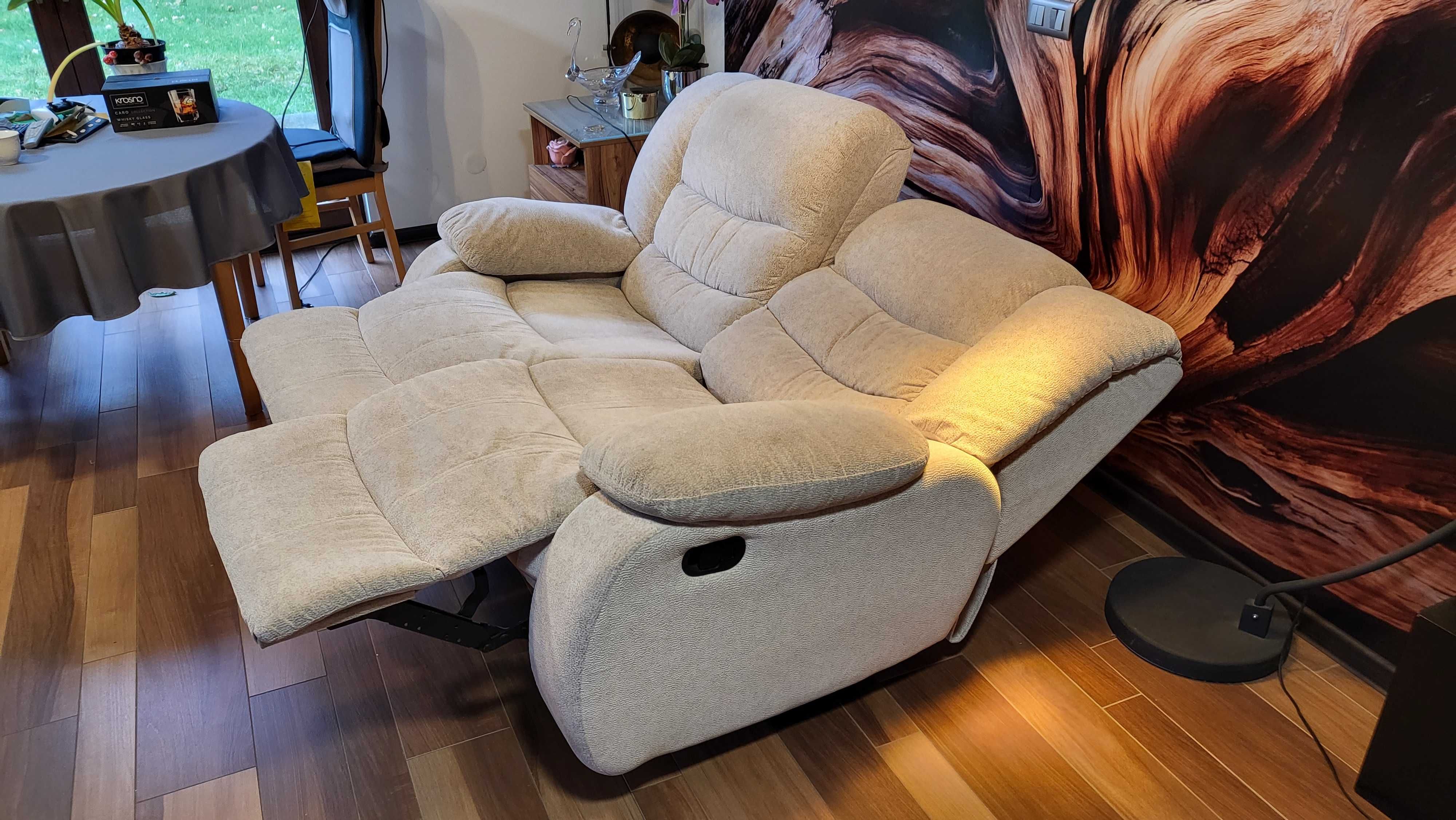 Sofa kanapa rozkładana z podnóżkami dwu osobowa i dwa fotel rozkładane