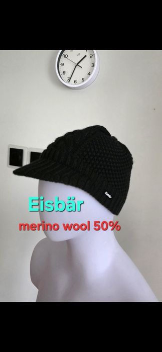 Czapka z daszkiem Eisbär wełniana 50 %wełna wool hat ull hatt onesize