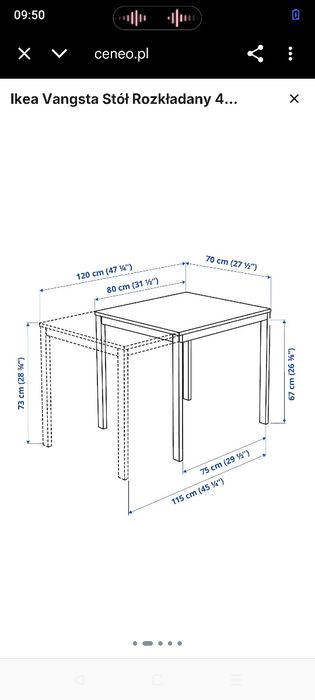 VANGSTA Stół rozkładany, czarny/ciemnobrązowy, Ikea