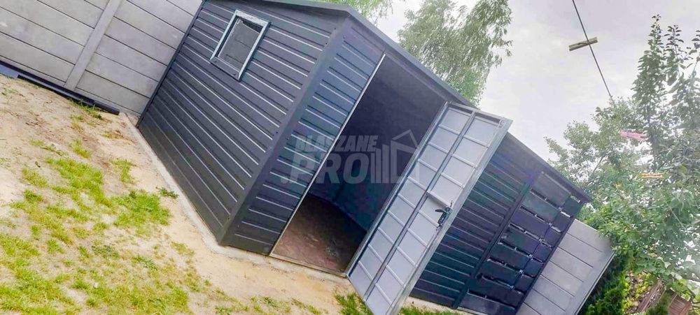 Schowek Domek Ogrodowy 4x2,5 Wiata 1,5m 2x Okno - antracyt  GP435