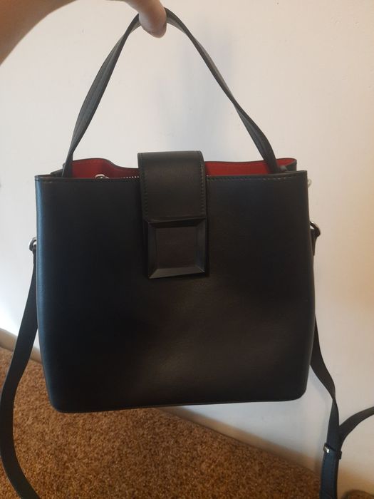 Сумка нат. шкіряна Polina & Eiterou з червоною серединою