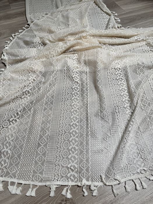 Nowe firany zaslony boho koronkowe z fredzlami 4 szt 150x240