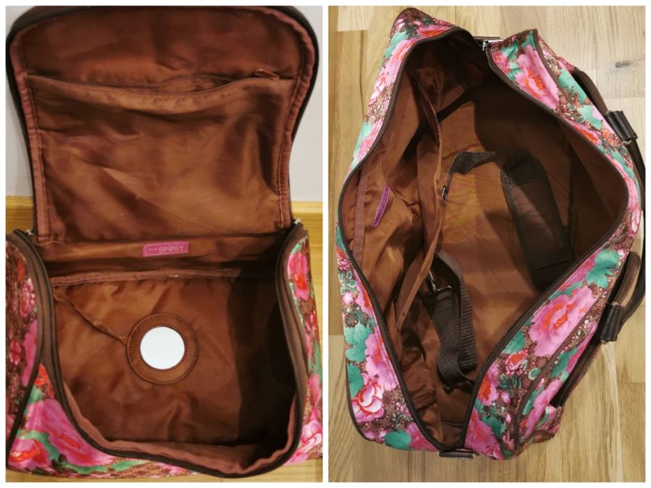 Zestaw podróżny torba +kosmetyczka w kwiaty, malutka w kwiaty +gratis