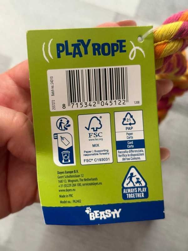 Sznur sznurek dla psa szarpak kolorowy