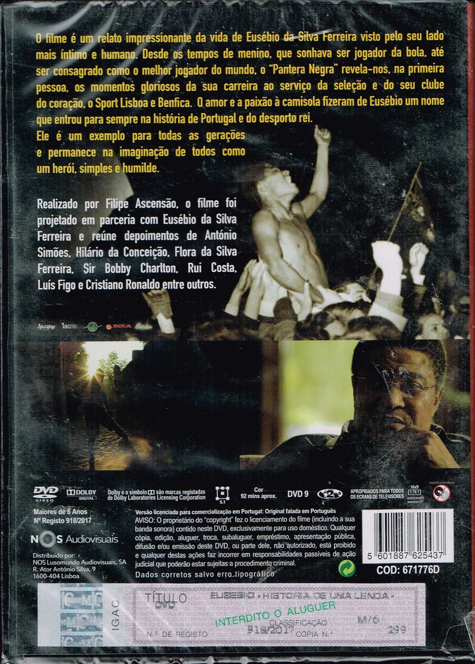 DVD: Eusébio História de Uma Lenda - NOVO! SELADO!