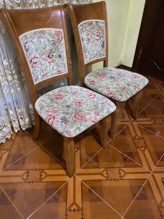 Набір стіл із стільцями 6 шт , натуральне дерево