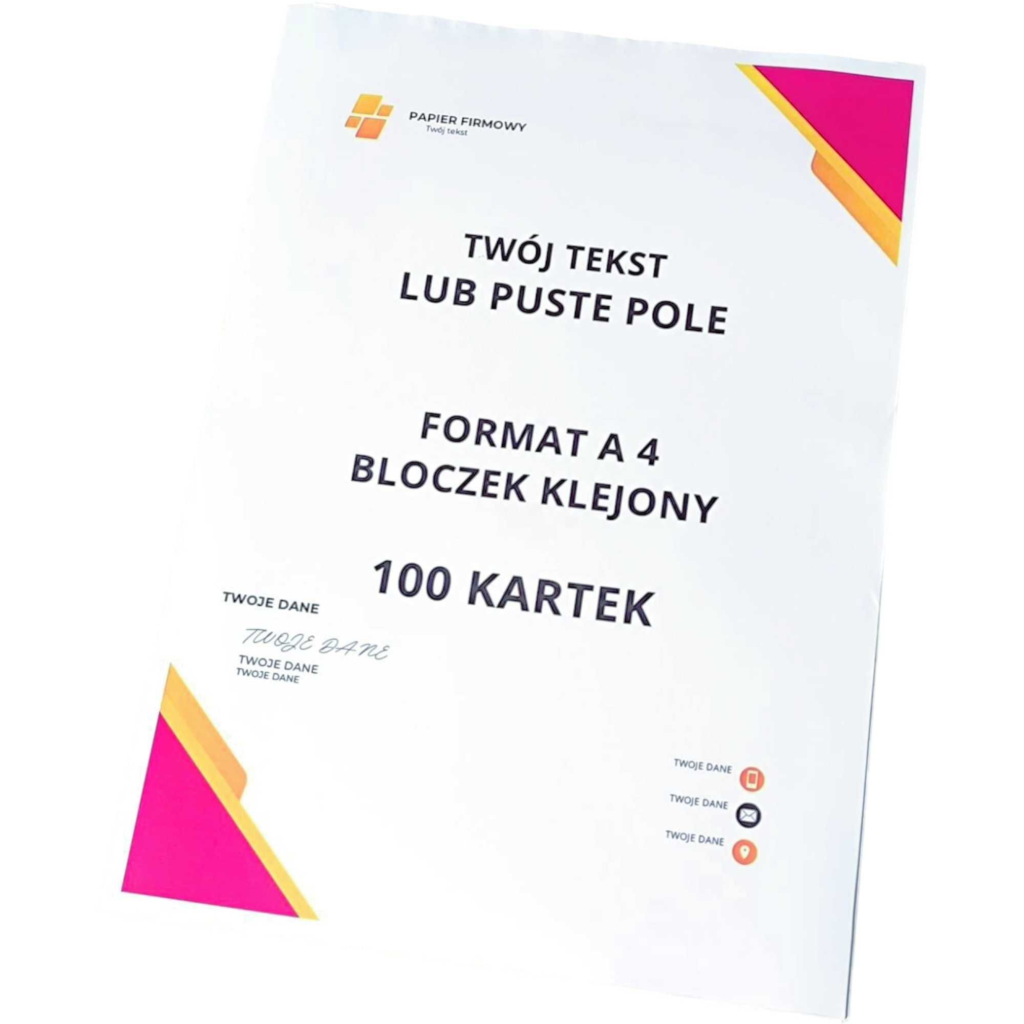 Notes - Papier Firmowy . Bloczki klejone .Twoje Logo druk