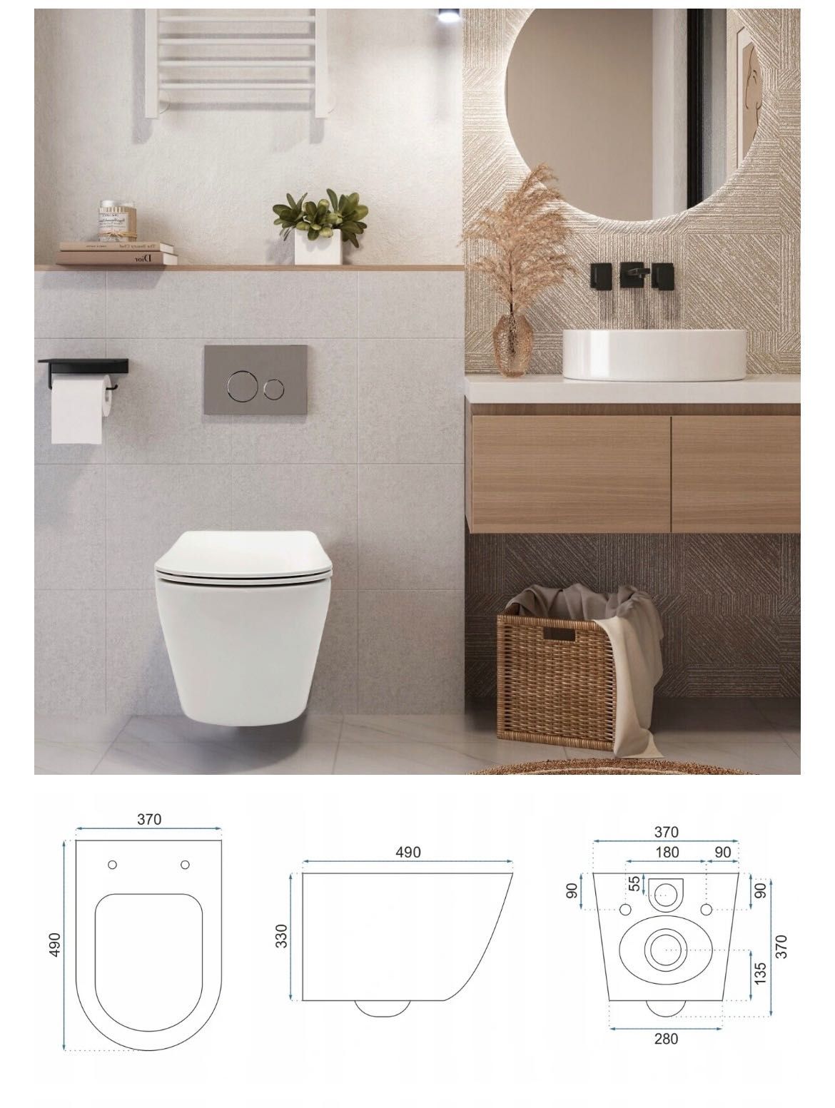 Zestaw Rea WC CARLO Mini Rimless Flat + bidet CARLO Mini BIAŁY