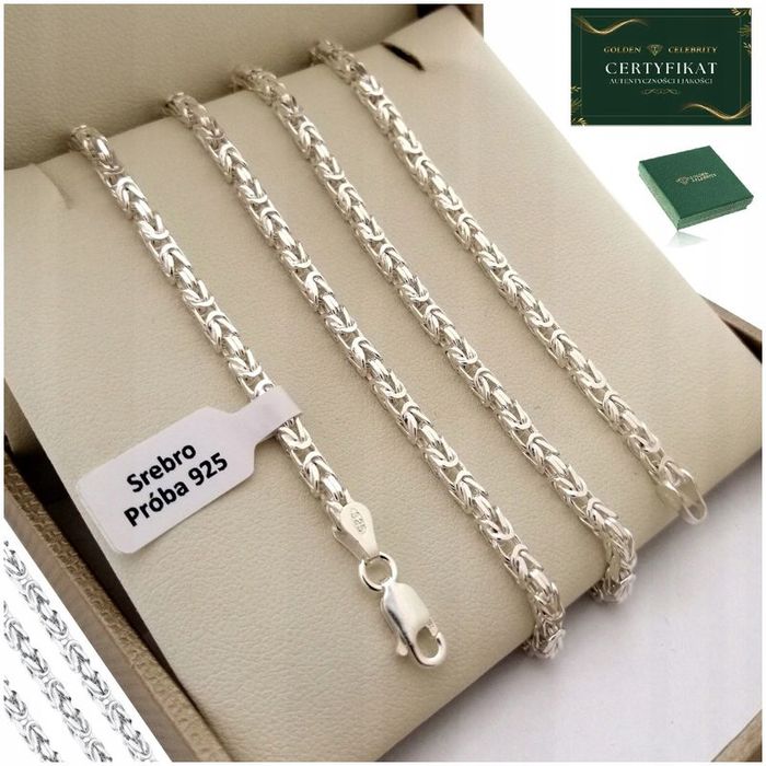 Srebrny Łańcuszek Damski Splot Królewski 45cm Srebro 925 + Gratisy + G