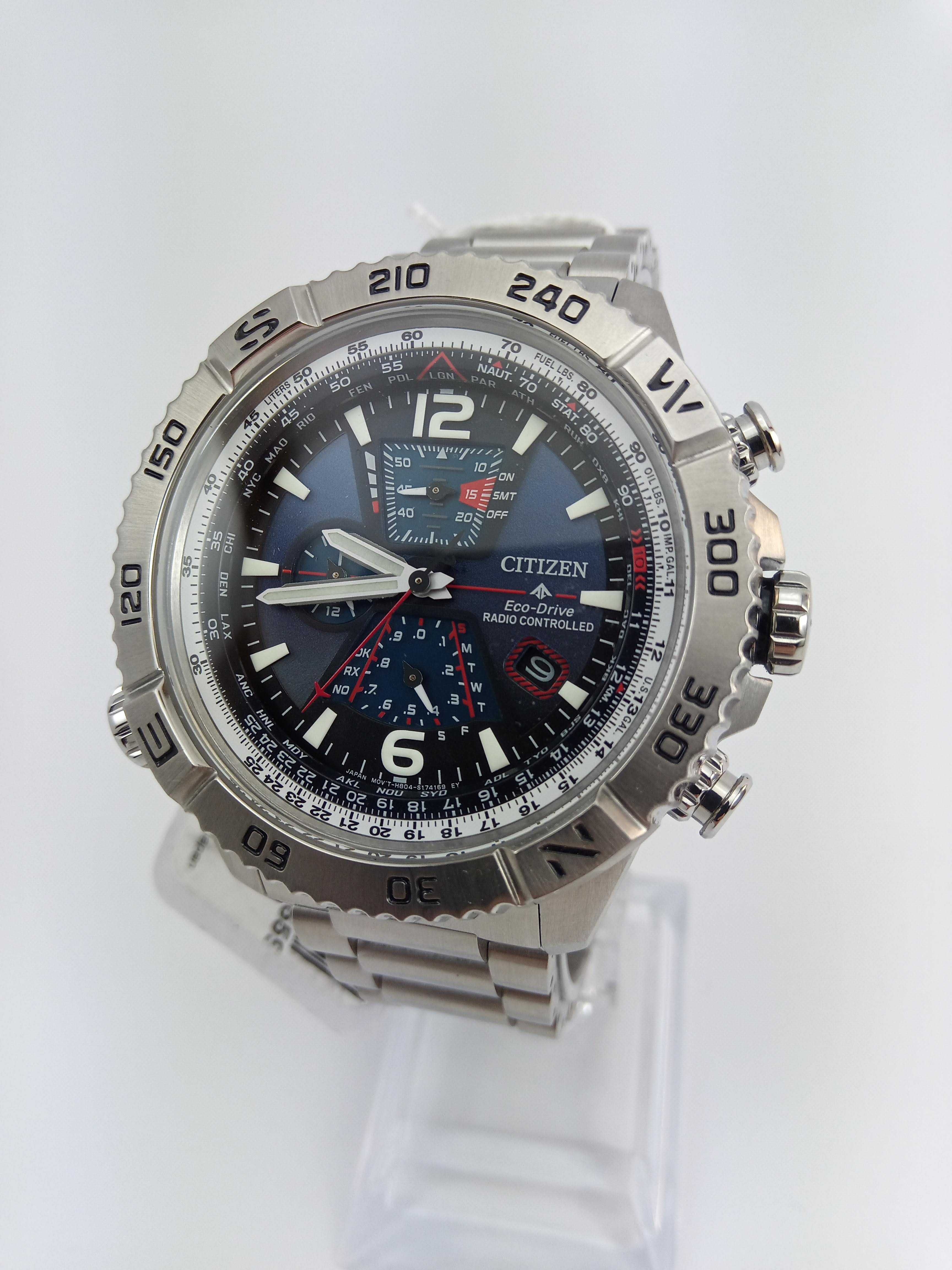 Часы Citizen Navihawk AT8220-55L радиоконтроль вечник сапфир хронограф