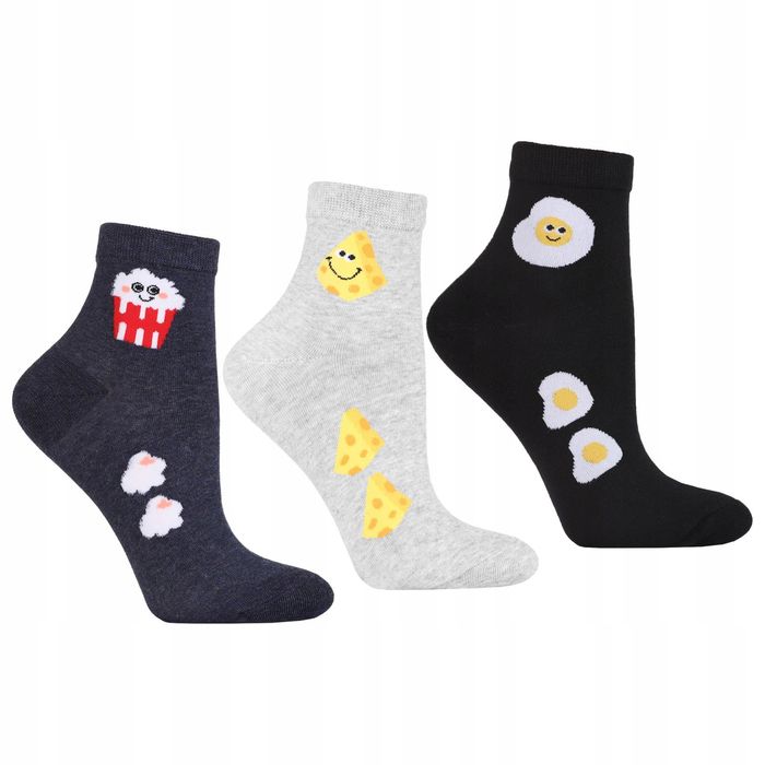 Skarpetki Damskie Bawełniane Skarpety Zabawne 3/4 Moraj 3-Pary 35-38