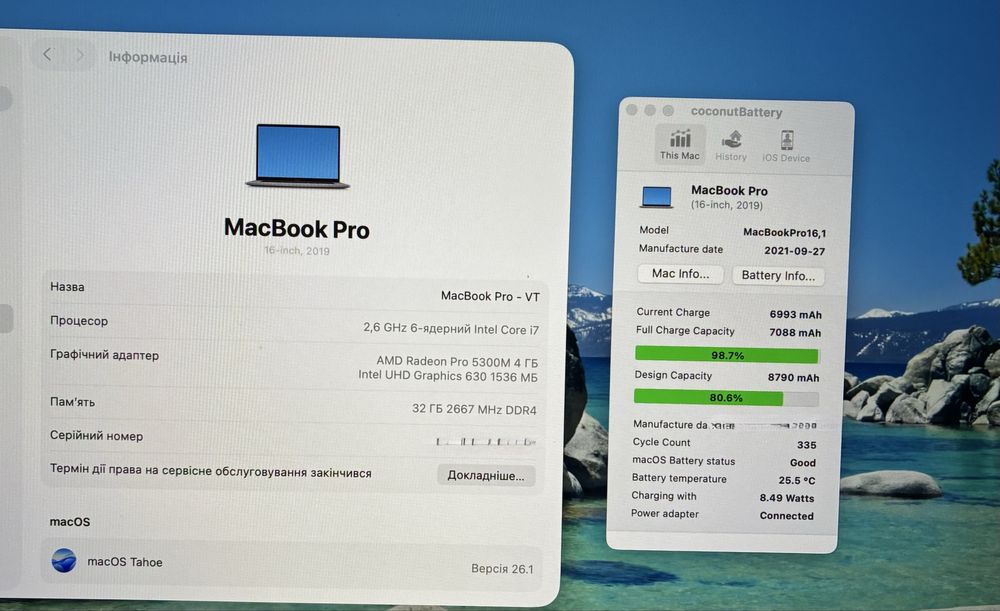 Вживаний Macbook pro 16 2019 i7/32/512/5300m 4gb  A2141