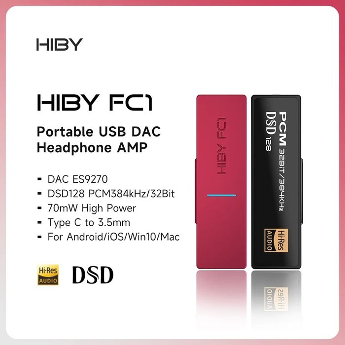 DAC HiBy FC1, 32bit/384 kHz, Hi-Res Audio, новый.