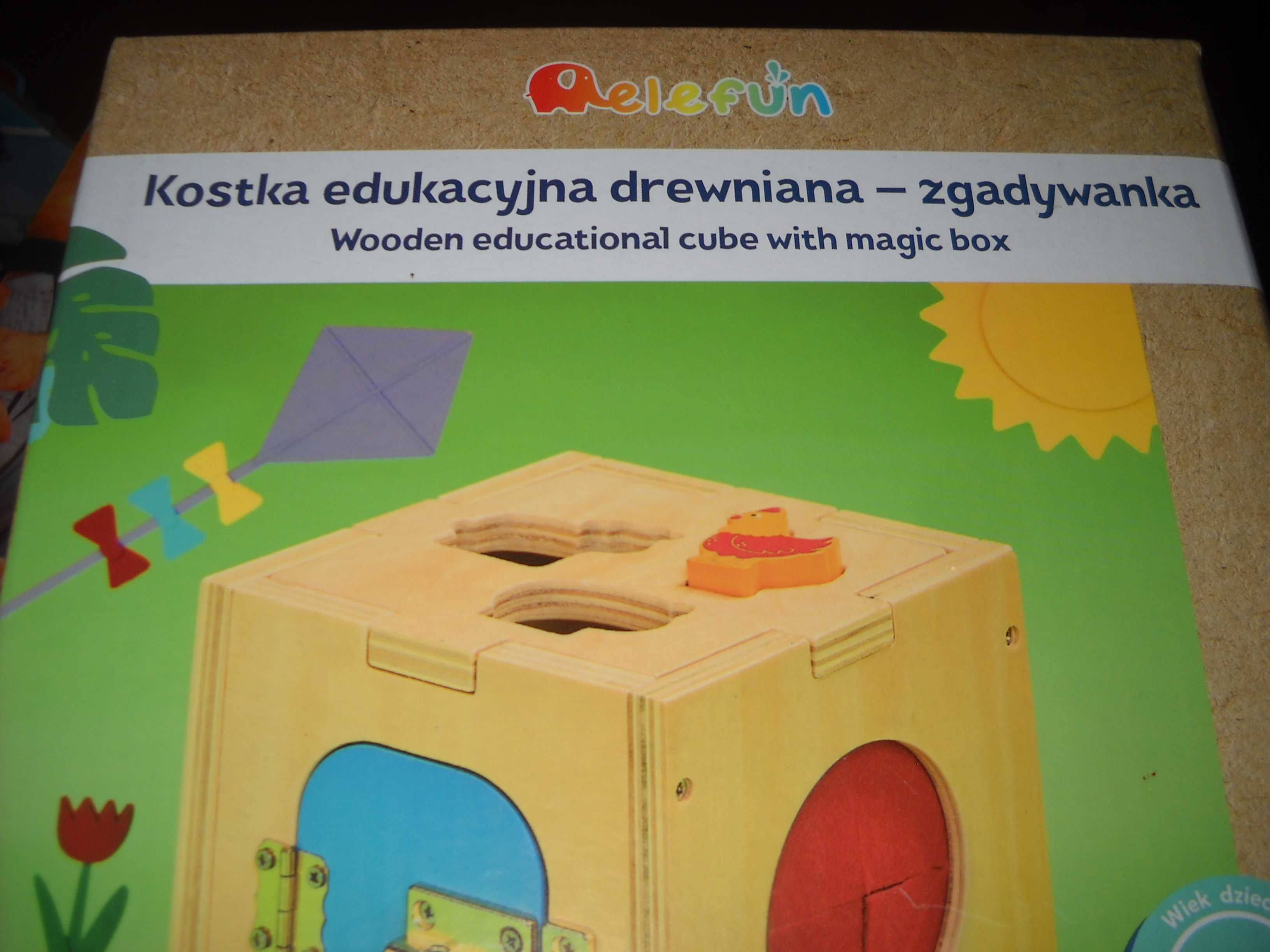 nowa drewniana zabawka dla dzieci kostka edukacyjna zgadywanka