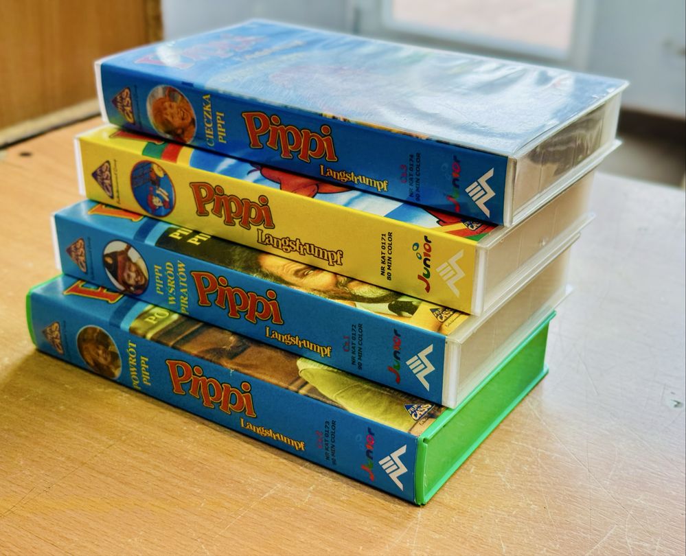 Kasety Wideo VHS bajki Pippi Langstrumpf - 4szt
