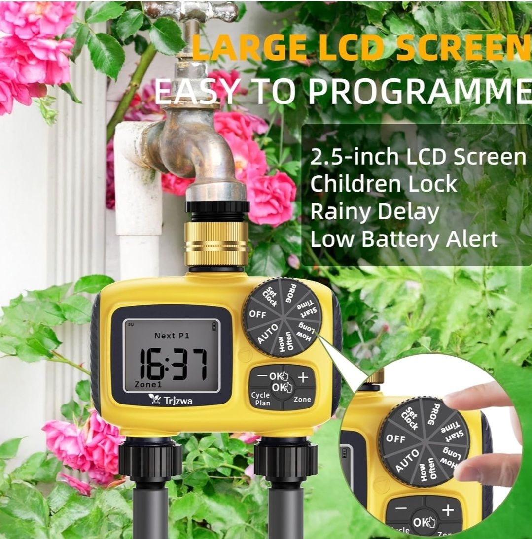 Dwuportowy timer nawadniania TRJZWA z wyświetlaczem LCD