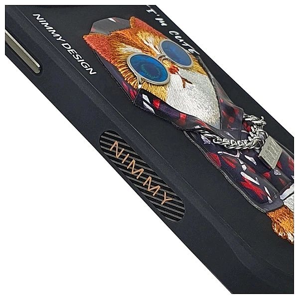 Etui Nimmy Glasses Cool Cat na iPhone 15 Pro - czarne