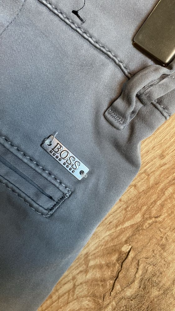 Spodnie Hugo Boss męskie 32/32 slim fit bawełna szare materiałowe