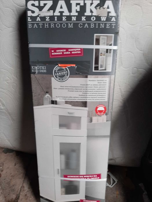 Nowa szafa szafka łazienkowa biała słupek stojący oszklony 32x30x92