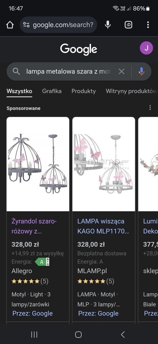 Lampa dla dziewczynki piękna