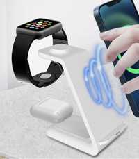 Suporte de carregador sem fio para iPhone, Estação de carregamento rápido para Apple Watch, iPhone Airpods