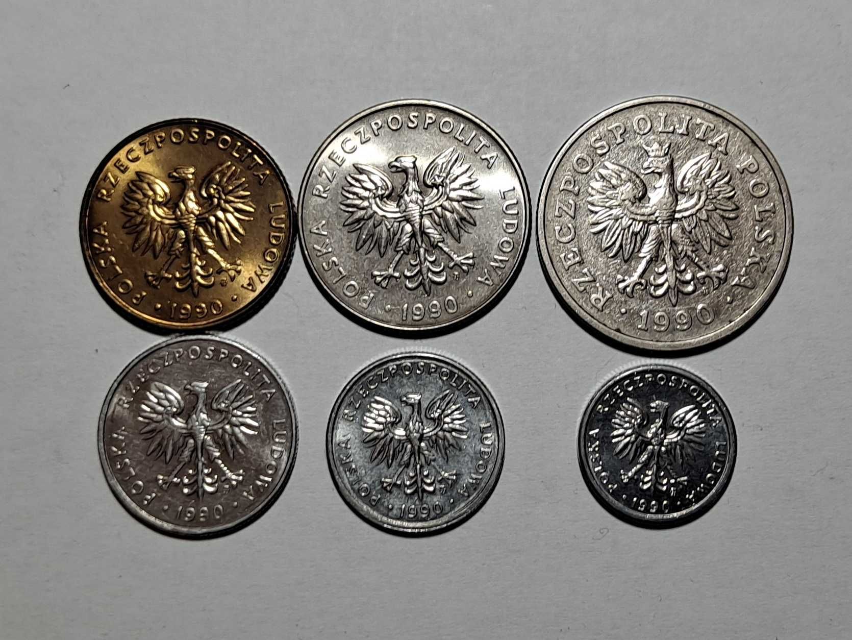 Monety - 1, 2, 5, 10, 20, 50 złotych - zestaw 6 szt. - z roku 1990