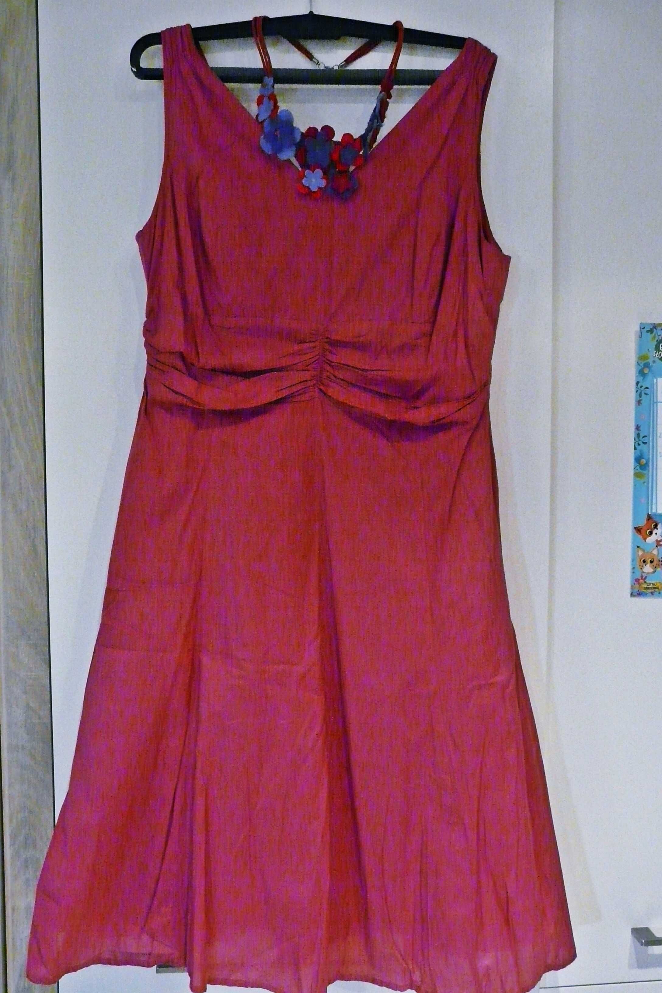 Sukienka wizytowa, piękna, malinowa, Brookshire, r. 42.