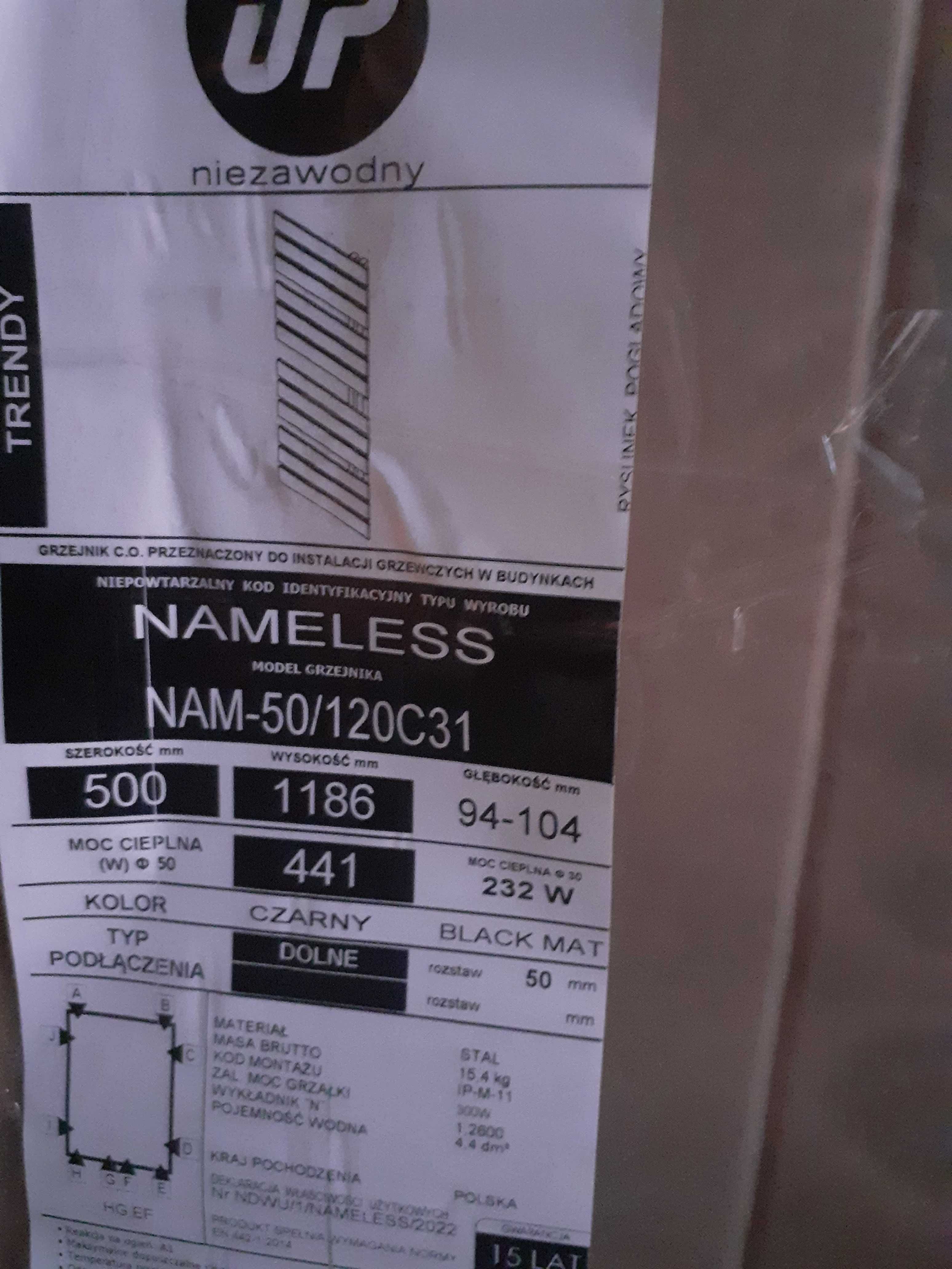 Nowy-Grzejnik Łazienkowy NAMELESS 50/120C31-Instal Projekt