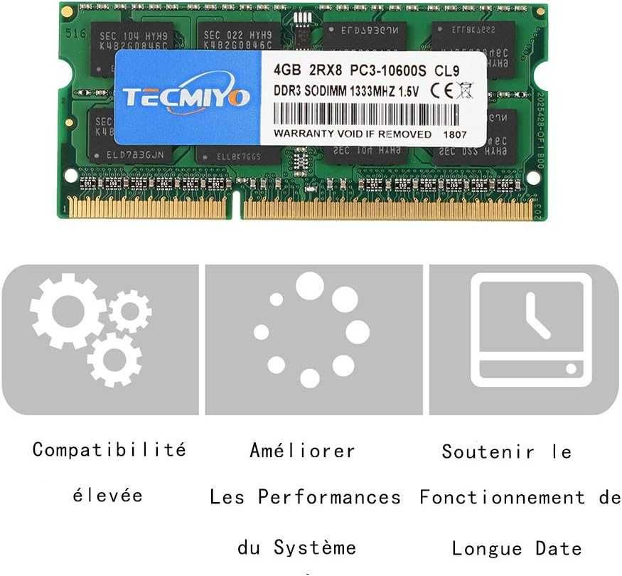 TECMIYO 4GB 2RX8 10600S CL9 DDR3 1333MHZ