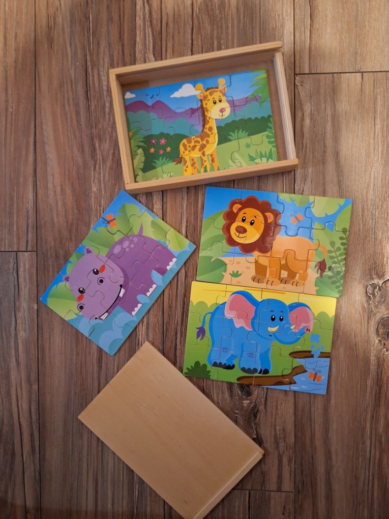 Puzzle drewniane zwierzęta wiek 2-4 lata4