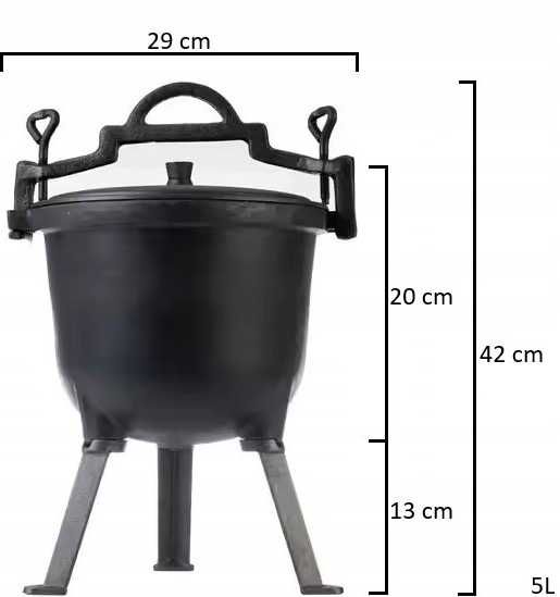 Kociołek Żeliwny Garnek 5L SUPER Zestaw -Kociołek Rękawice 6 Przepisów