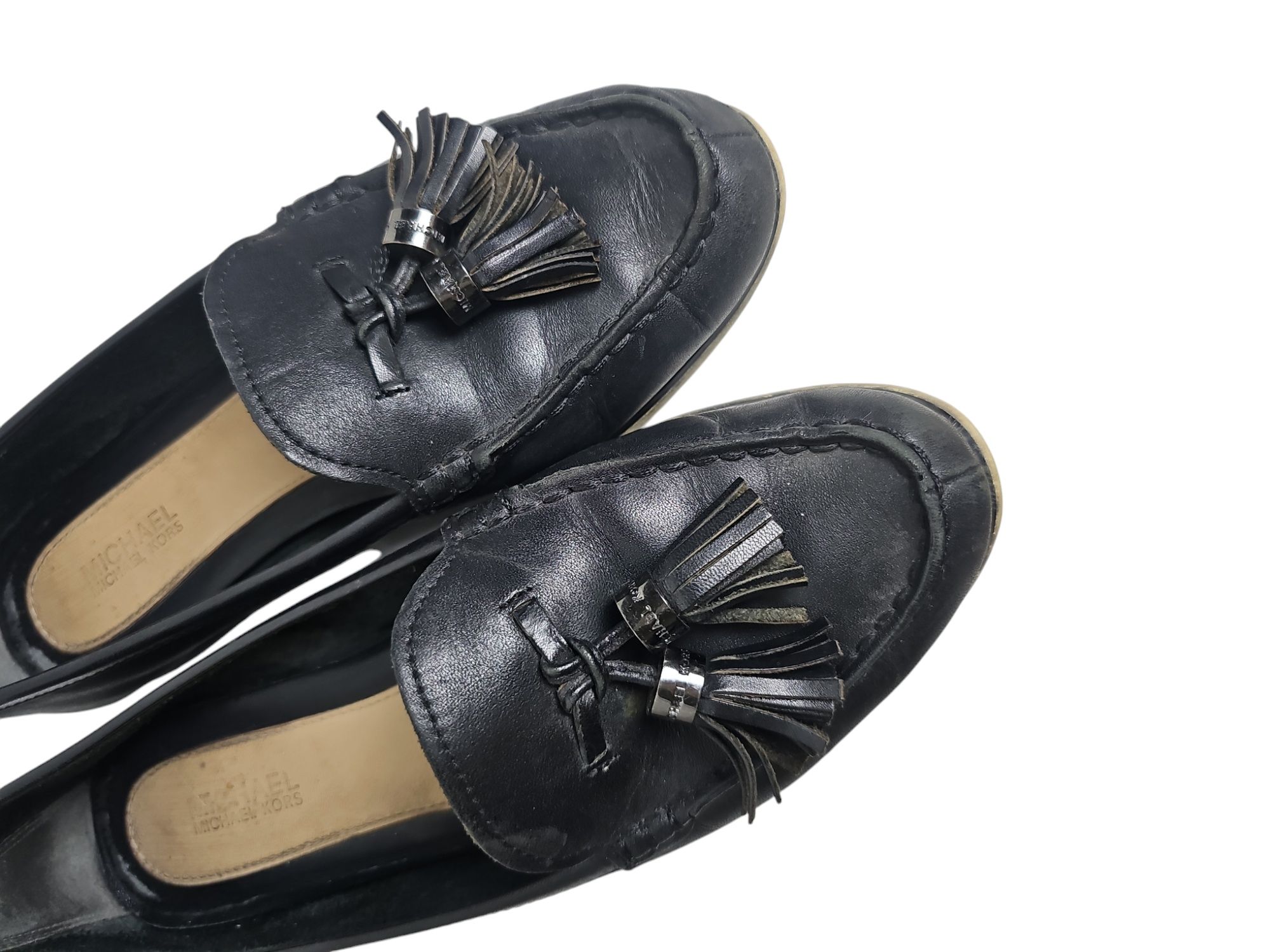 Mokasyny slip on Michael Kors skóra naturalna skórzane frędzlami