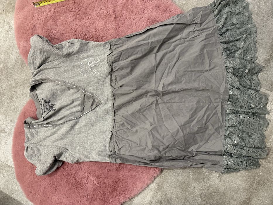 Szara bluzka Kappahi 44 bawełniana tunika z krzyształkaki