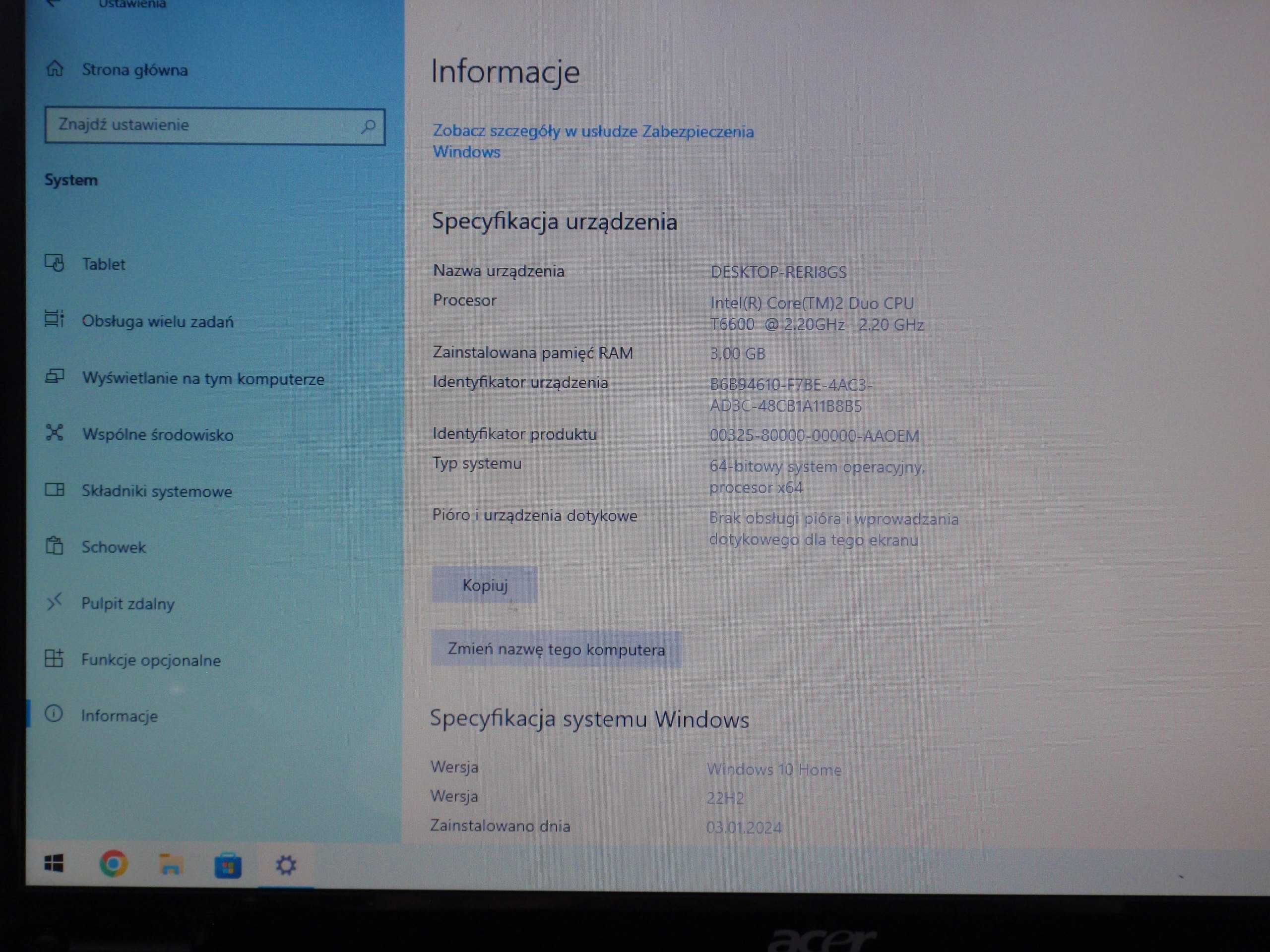 Acer Aspire 5738G Win 10 Home + myszka Logitech M305