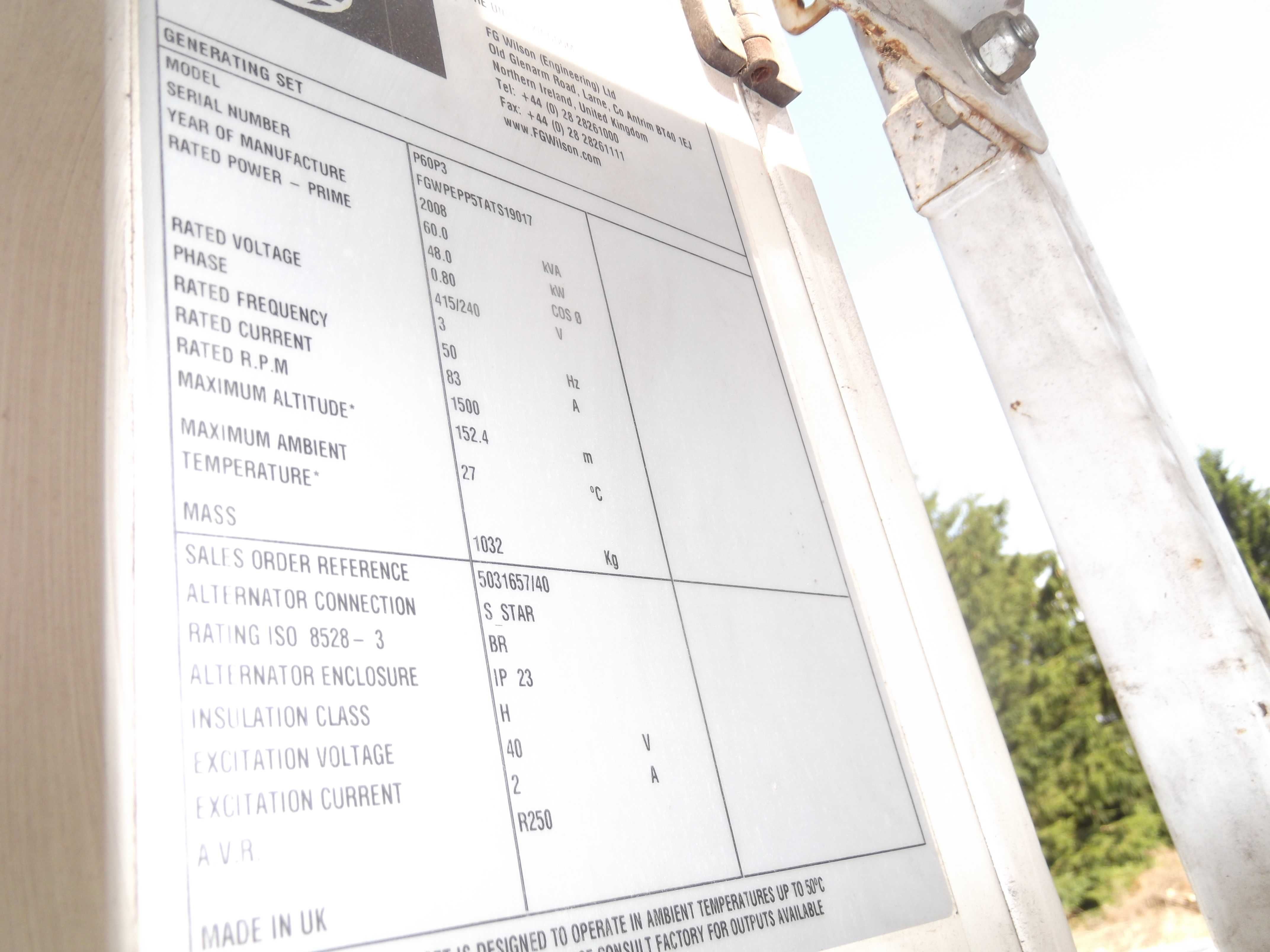 Agregat prądotwórczy FG WILSON P60 48kw 60kVA 8A