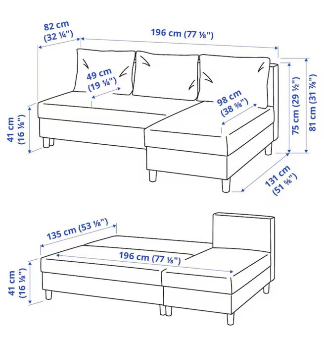 Sofá-cama 3lg c/chaise lounge ÄLVDALEN ikea
