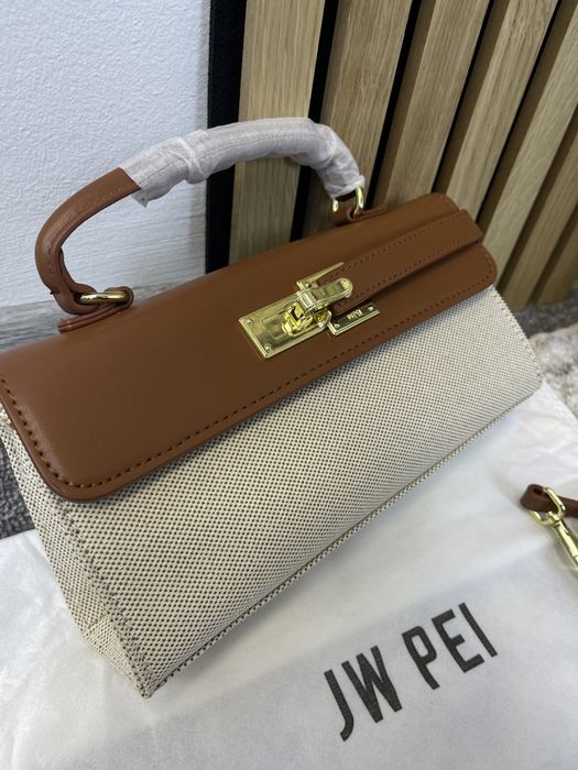 Сумка JW PEI молочна з коричневим