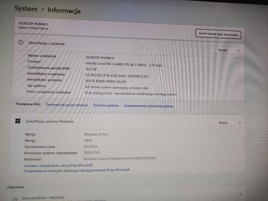 Komputer gamingowy i5 6400| 16gb ddr4| RX 570 8gb | 256gbSSD + 1TB HDD
