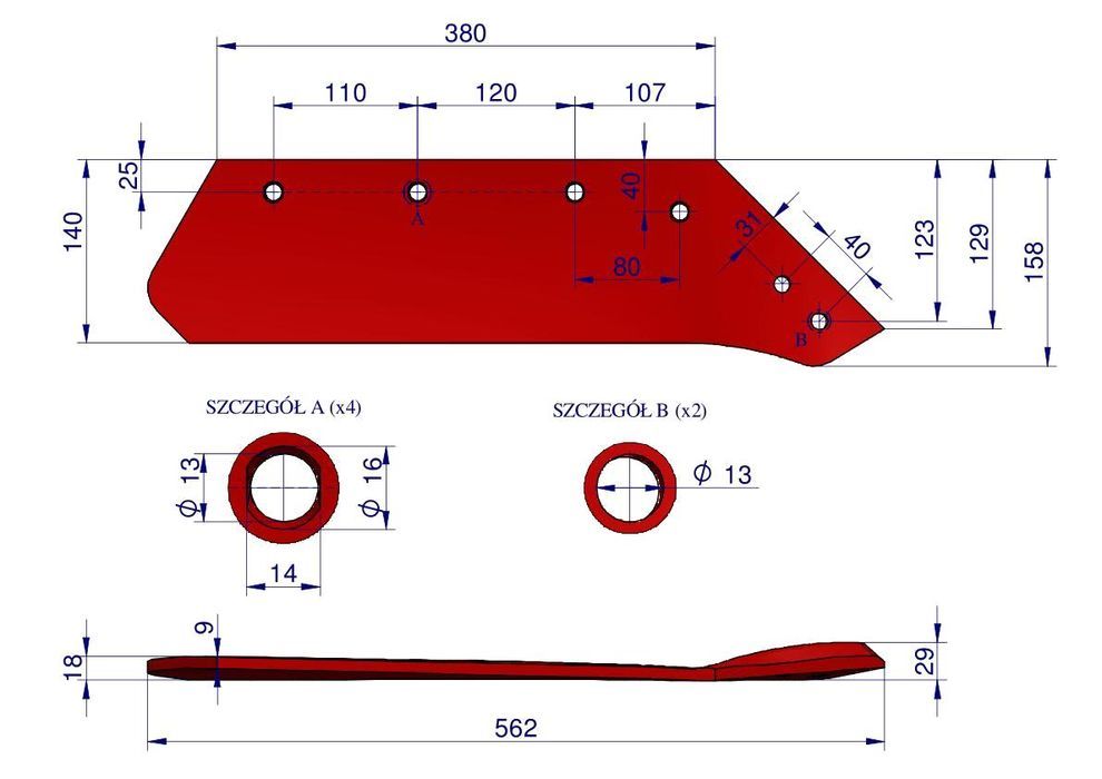 Eurolemiesz prawy 16"  Kverneland Pług stal borowa  WARYŃSKI