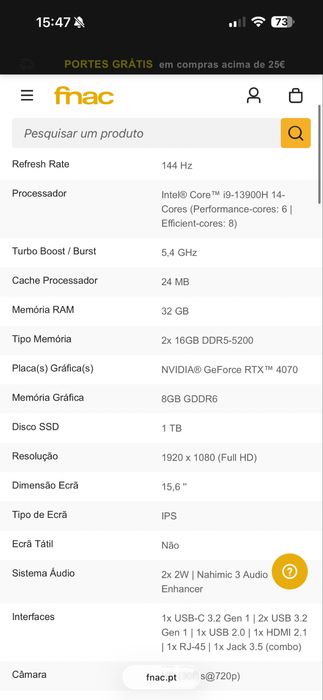 Msi katana 15.6” I9 rtx 4070