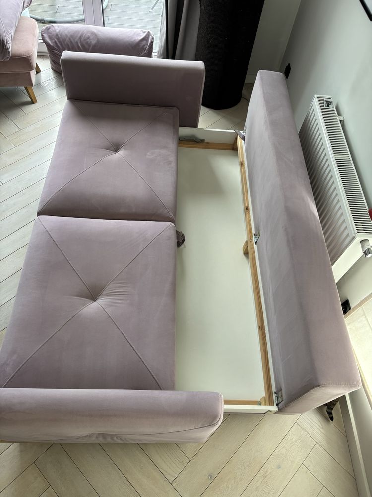 Sofa z funkcją spania kolor lawendowy z Agata Meble