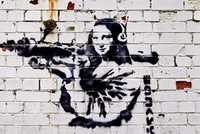 Картина принт на холсте уличное граффити Бэнкси Мона Лиза с базукой