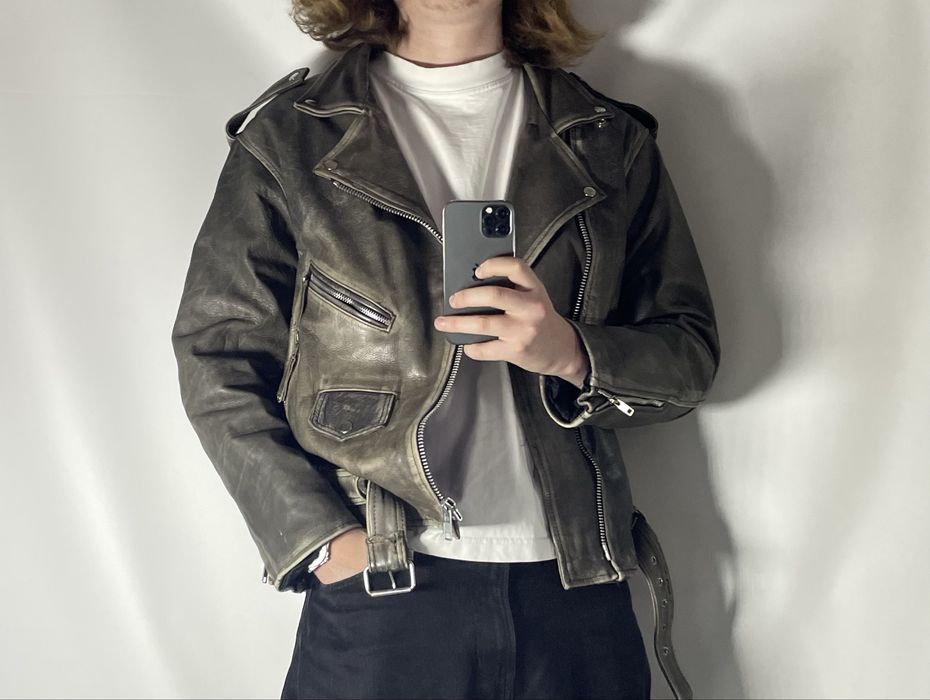 Вінтажна кожанка косуха шкіряна куртка leather jacket vntg new rock