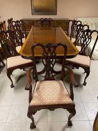 Piękny Angielski Stylowy Zestaw Rozkładany Stół + 8 Krzeseł (12 osób)