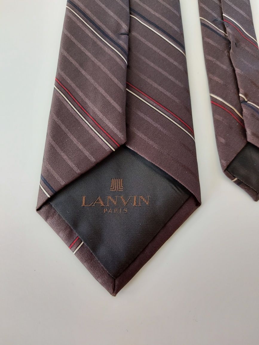Lanvin,  krawat , piekny , czekoladowy , prazki , jedwab