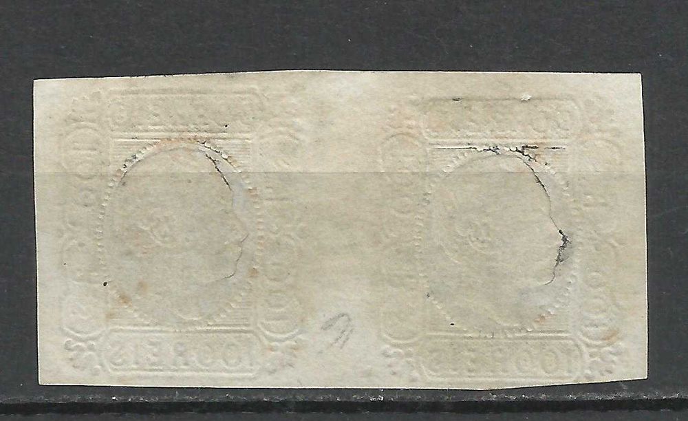 Selos portugueses – Par usado de 100 Reis de D. Luís I, 1862 /1864